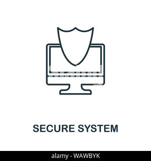 Sistema sicuro di una linea sottile e la relativa icona. Creative Design semplice dalla sicurezza raccolta di icone. Schema sistema sicuro icona per la progettazione web e mobile apps usage Illustrazione Vettoriale