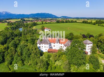 Il castello di Sigriz, Reichersbeuern, Greiling posteriore, Tolzer Terra, vista aerea, Alta Baviera, Baviera, Germania Foto Stock