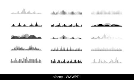 Set di onda radio icone. Semplice monocromatico di onde sonore su sfondo bianco. Vettore isolato illustrazione. Illustrazione Vettoriale