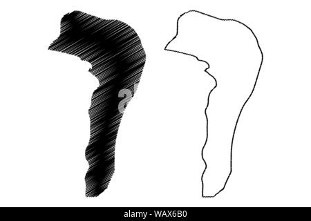 Bujumbura Mairie provincia (Repubblica di Burundi, province del Burundi, regione occidentale) mappa illustrazione vettoriale, scribble schizzo Bujumbura Mairie mappa Illustrazione Vettoriale