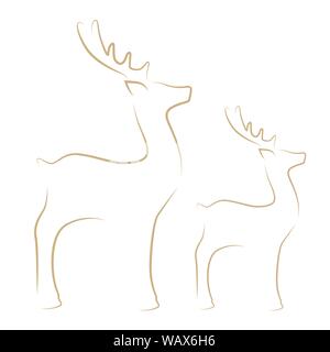 Linea di renne disegno su sfondo bianco illustrazione vettoriale EPS10 Illustrazione Vettoriale