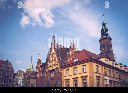 Wroclaw. Municipio nella piazza del mercato vecchio Foto Stock