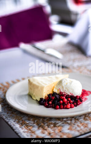 Cheesecake gelati e dessert di mirtilli rossi Foto Stock