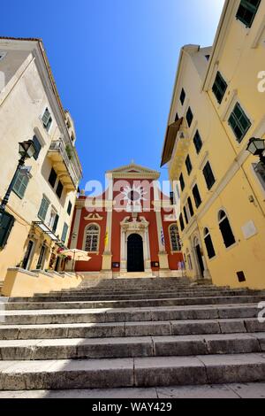 Chiesa metropolitana di Hyperagia, Theotokos, Spileotissa, Corfu Old Town,Kerkyra, Corfù, Grecia Foto Stock