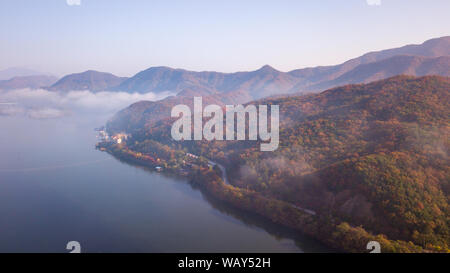 Vista aerea dell'autunno Nami Island,Seoul COREA Foto Stock