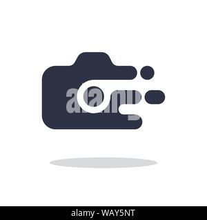 Icona fotocamera in elegante stile piatto isolato su sfondo bianco simbolo della fotocamera per il tuo sito web Illustrazione Vettoriale