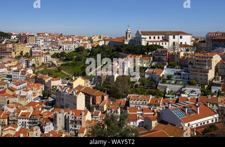 Vista aerea di Lisbona con Graca Convento Foto Stock