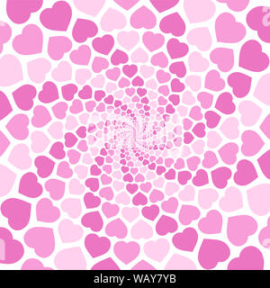 Spirale rosa modello cuore sfondo, ipnotizzanti tunnel. Simbolico per rapture d'amore, la confusione di amore, amore fascino. Illustrazione in bianco. Foto Stock