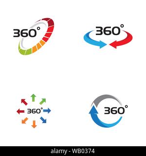 Vista a 360 relative icone vettoriali del modello di progettazione Illustrazione Vettoriale