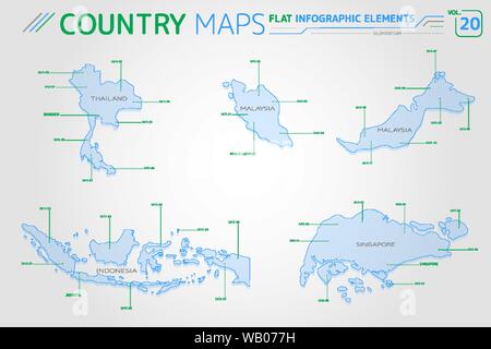 Appartamento di mappe vettoriali collezione con elementi infografico. Illustrazione Vettoriale