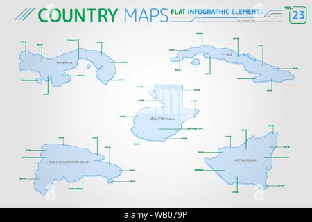 Appartamento di mappe vettoriali collezione con elementi infografico. Illustrazione Vettoriale