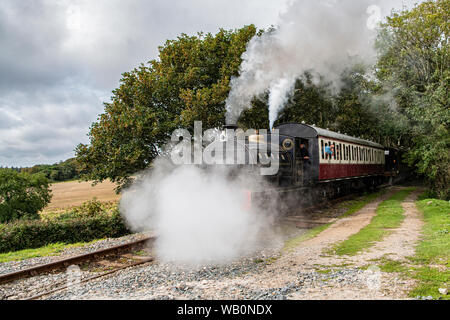 Helston ferroviarie, la Gran Bretagna è più a sud dalla ferrovia. Helston linea di diramazione, vista su tutta la campagna verso la lucertola e Costa Sud. National Rail Foto Stock