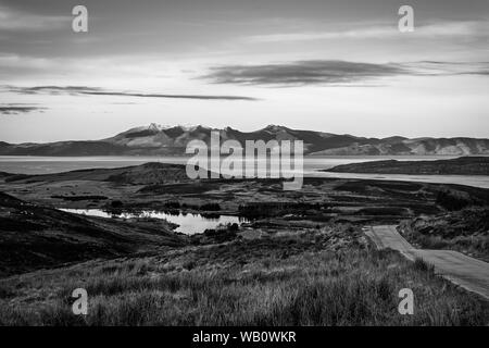 L'isola di Arran in inverni fredda mattina con il moro terra in inverno e marrone colori freddi. Foto Stock