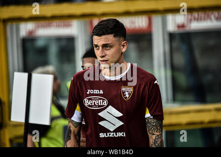Torino, Italia. Il 22 agosto, 2019. Baselli di Torino FC durante la UEFA Europa League playoff round partita di calcio tra Torino FC e Wolverhampton Wanderers FC.Wolverhampton Wanderers FC ha vinto 2-3 presso lo Stadio Olimpico Grande Torino in Italia Torino, 22 agosto 2019 (foto di Alberto Gandolfo/Pacific Stampa) Credito: Pacific Press Agency/Alamy Live News Foto Stock