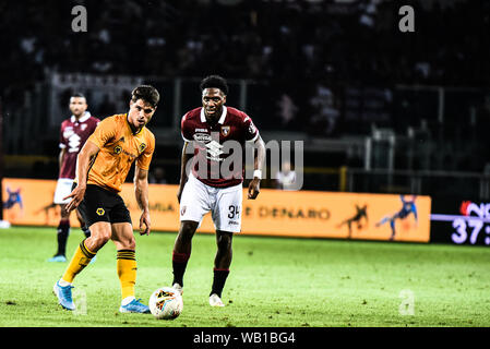 Torino, Italia. 22 Ago, 2019. durante la UEFA Europa League playoff round partita di calcio tra Torino FC e Wolverhampton Wanderers FC.Wolverhampton Wanderers FC ha vinto 2-3 presso lo Stadio Olimpico Grande Torino in Italia Torino, 22 agosto 2019 (foto di Alberto Gandolfo/Pacific Stampa) Credito: Pacific Press Agency/Alamy Live News Foto Stock