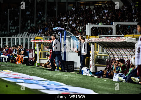 Torino, Italia. Il 22 agosto, 2019. Walter Mazzarri durante la UEFA Europa League playoff round partita di calcio tra Torino FC e Wolverhampton Wanderers FC.Wolverhampton Wanderers FC ha vinto 2-3 presso lo Stadio Olimpico Grande Torino in Italia Torino, 22 agosto 2019 (foto di Alberto Gandolfo/Pacific Stampa) Credito: Pacific Press Agency/Alamy Live News Foto Stock
