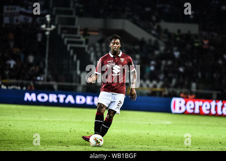 Torino, Italia. Il 22 agosto, 2019. Meite di Torino FC durante la UEFA Europa League playoff round partita di calcio tra Torino FC e Wolverhampton Wanderers FC.Wolverhampton Wanderers FC ha vinto 2-3 presso lo Stadio Olimpico Grande Torino in Italia Torino, 22 agosto 2019 (foto di Alberto Gandolfo/Pacific Stampa) Credito: Pacific Press Agency/Alamy Live News Foto Stock
