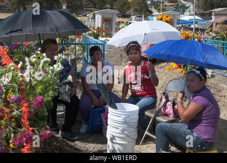 Il Messico di 'Dia De Los Muertes' - il giorno dell'anno quando il messicano "celebrare' morti portando fiori e cibo per le tombe dei loro cari. Foto Stock