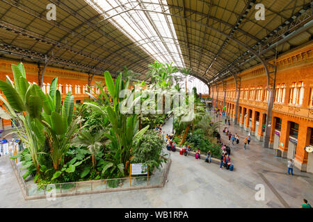 La stazione ferroviaria di Atocha, Madrid, Spagna, Sud ovest Europa Foto Stock