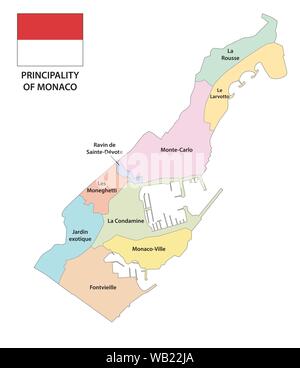 Principato di Monaco politica e amministrativa di mappa Illustrazione Vettoriale