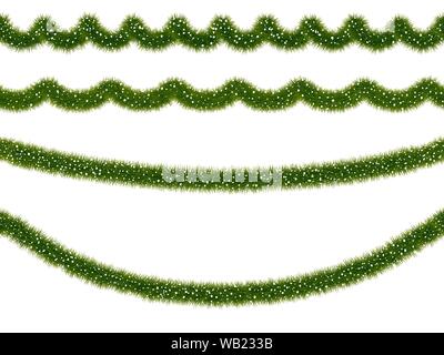 Festa di Natale abete o vischio garland coperte di neve Illustrazione Vettoriale