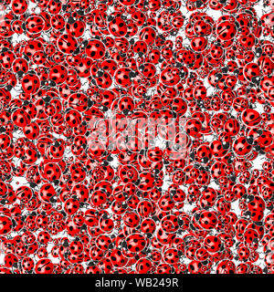 Ladybug sciame background / 3D illustrazione di centinaia di sciamare red cartoon ladybugs Foto Stock