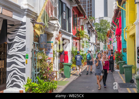 Negozi di Haji Lane in Kampong Glam distretto, città di Singapore, Singapore Foto Stock