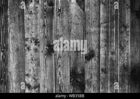 BW immagine del vecchio muro di legno o di sfondo texture. Vecchio Vintage sporco Planked grunge Texture di legno dello sfondo. Foto Stock