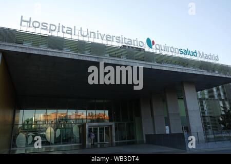 Madrid, Spagna. 24 Ago, 2019. Quirón de Pozuelo de Alarcón clinic, Madrid, a sottoporsi ad un intervento chirurgico al cuore di Madrid venerdì 23 agosto 2019 Credit: CORDON PREMERE/Alamy Live News Foto Stock