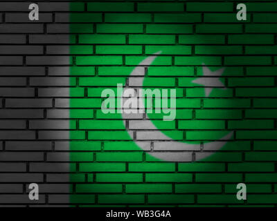 Il Pakistan bandiera su un muro di mattoni. 3d'illustrazione. Foto Stock