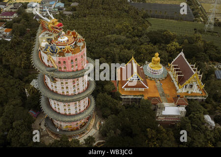 Wat Samphran, Dragon Tempio di Bangkok, Tailandia Foto Stock