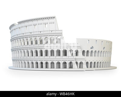 White Colosseo Colosseo isolati su sfondo bianco. Simbolo di Roma e d'Italia. 3d illustrazione Foto Stock