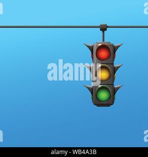 Luce di traffico su sfondo blu Illustrazione Vettoriale