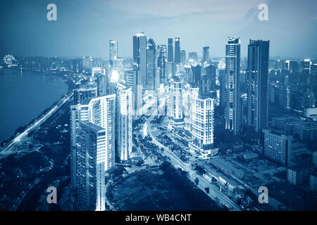 Della Cina di Shenzhen City nella notte Foto Stock