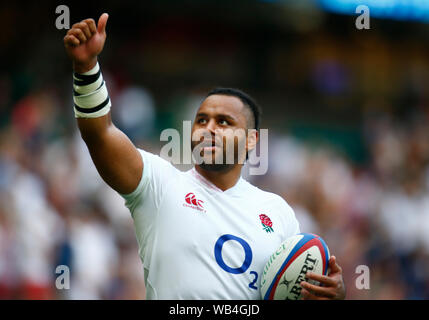 Londra, Regno Unito. 24 Ago, 2019. Londra, Inghilterra. 24 AGOSTO: Billy Vunipola di Inghilterra durante Quilter International tra Inghilterra e Irlanda a Twickenham Stadium il 24 agosto 2019 a Londra, Inghilterra. Credit: Azione Foto Sport/Alamy Live News Foto Stock