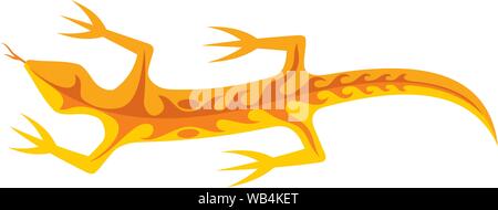 Orange lizard icona con forme tribali sul corpo isolato su sfondo bianco Illustrazione Vettoriale
