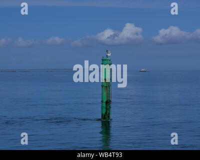 Foto Prezzi en mer depuis onu bateau entre l'île de ouessant et Le port du conquet . nous pouvons voir sur la première foto l'île de ouessant Foto Stock