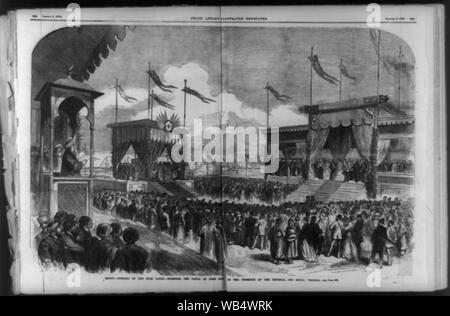 Egitto--l'apertura del canale di Suez -- la benedizione al canale a Port Said in presenza della imperiale e reale di visitatori Abstract/medio: 1 stampa : incisione su legno. Foto Stock