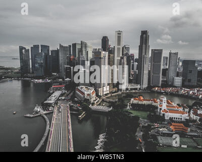 Viste della baia di Marina Centro e Singapore dal di sopra Foto Stock
