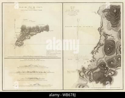 Isola di Pasqua mappa di La Perouse 1797. Foto Stock