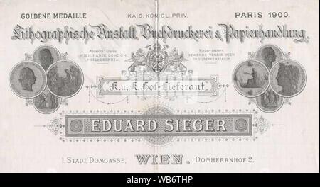 Eduard Sieger 1902 factura. Foto Stock