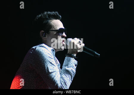 Rio de Janeiro, 15 febbraio 2019. Il cantante Jeff Gutt della band Stone Temple Pilots, durante la mostra al Km de Vantagens Hall nella città di Rio de Janei Foto Stock