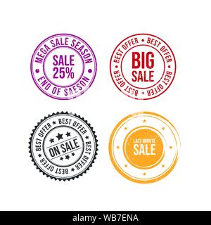 Vendita discount grunge timbro di gomma. Illustrazione Vettoriale su sfondo bianco. Il concetto di Business sconto vendita pittogramma di timbro. Illustrazione Vettoriale