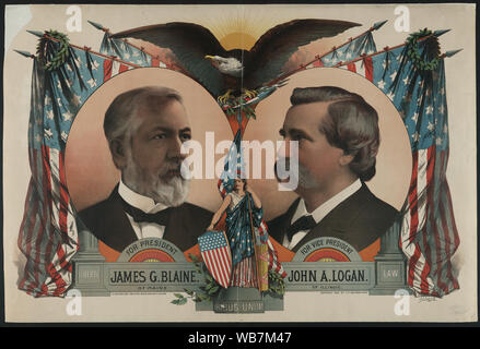 Per il presidente, James G. Blaine. Per il vice presidente John A. Logan Foto Stock