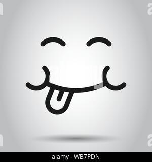 Smile face icona in stile appartamento. Linguetta emoticon illustrazione vettoriale su sfondo isolato. Il carattere divertente la concezione di business. Illustrazione Vettoriale