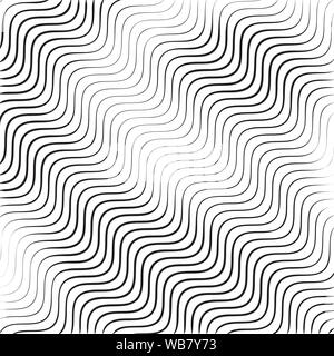 Monocromatico texture ondulate isolati su sfondo bianco. Stripe linee ondulate. Illustrazione Vettoriale Illustrazione Vettoriale