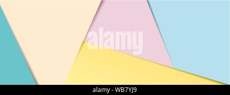 Un banner di strati di colore pastello carta nel popolare social media banner proporzioni. EPS10 formato vettoriale. Illustrazione Vettoriale
