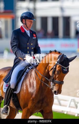 Rotterdam. Paesi Bassi. Il 24 agosto 2019. Gareth Hughes (GBR) equitazione Briolinca classico nel FEI Grand Prix offerte presso il FEI Longines Campionati Europei. Dressage. Credit Elli Birch/SIP Agenzia fotografica/Alamy live news. Foto Stock