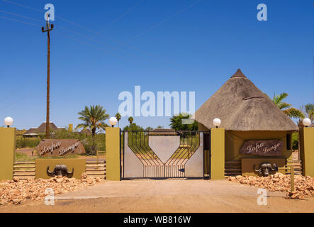 Porta di ingresso per il Lapa Lange Game Lodge nel sud della Namibia Foto Stock