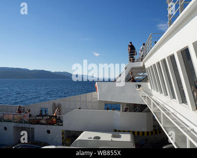 Traghetto Brestova - Porozina, isola di Cres, Croazia Foto Stock